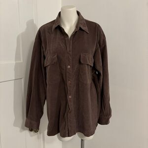 Vintage Wingo size Large Velvet Brown Button Down Shirt Dark Academia